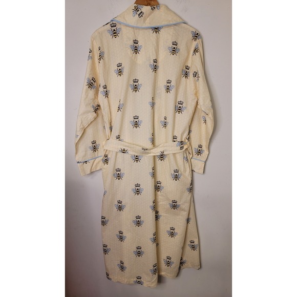 The Cat's Pajamas Queen Bee Lux Pima Cotton Flannel Robe Shawl Collar Women S/M - Picture 3 of 8